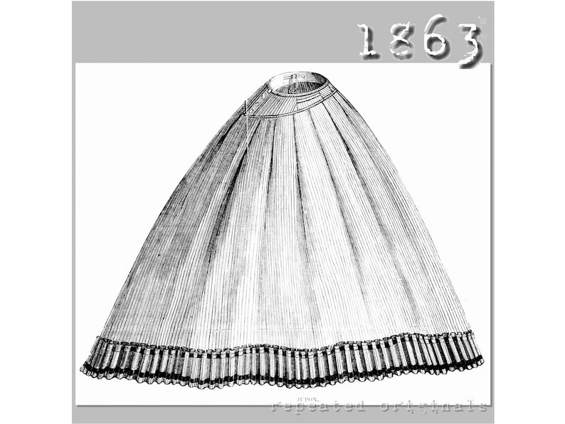 Victorian Costumes: Dresses, Saloon Girls, Southern Belle, Witch     Skirt - Victorian Reproduction PDF Pattern - 1860s - made from original 1863 La Mode Illustree pattern  AT vintagedancer.com