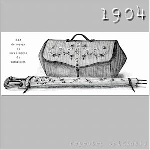 Bolso de viaje y funda para paraguas - Patrón PDF de reproducción eduardiana - década de 1900 - hecho a partir del patrón original de La Mode Illustrée de 1904.