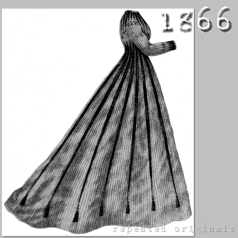 Winter Dress Designer Mme Fladry Victorian Reproduction PDF Pattern 1860's made from original 1866 Harpers Bazar pattern image 3