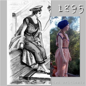 Bathing Costume for a young lady  -Victorian Reproduction PDF Pattern - 1890's -  made from original 1895 La Mode Illustree  pattern