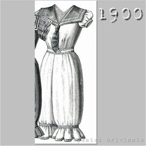 Bathing Suit-  96 cm Bust - Victorian Reproduction PDF Pattern - 1900&#39;s - made from original 1900 La Mode Illustree pattern