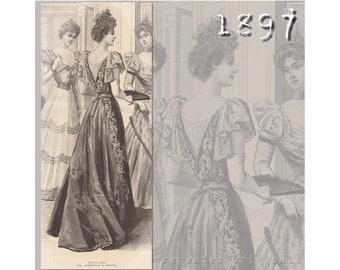 Satin Gown -  Victorian Reproduction PDF Pattern - 1890's - made from original 1897 pattern