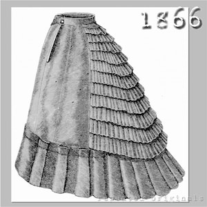 Crinoline with Tournure Bustle and Flounces - Victorian Reproduction PDF Pattern - 1860&#39;s -  made from an original 1866 pattern
