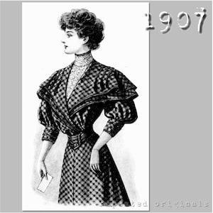 Ladies' checked woollen dress -  Edwardian Reproduction PDF Pattern - 1900's - made from original 1907 pattern