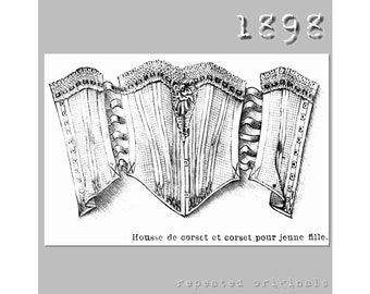 Corset - Reproduction victorienne en PDF - Années 1890 - Modèle original La Mode Illustree de 1898