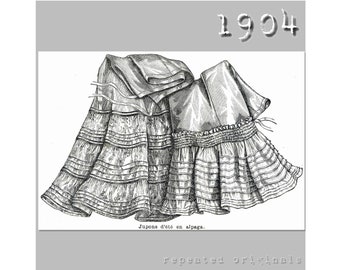 Summer Petticoats (2 styles) -  Edwardian Reproduction PDF Pattern - 1900&#39;s - made from original 1904 La Mode Illustrée pattern