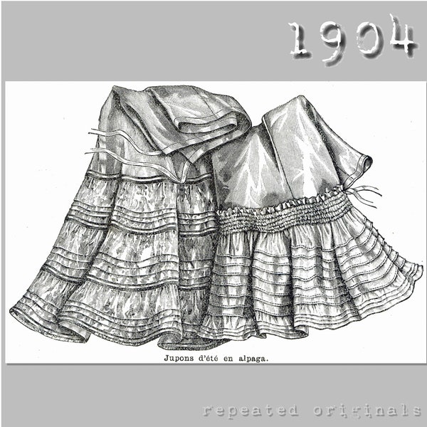 Summer Petticoats (2 styles) -  Edwardian Reproduction PDF Pattern - 1900's - made from original 1904 La Mode Illustrée pattern