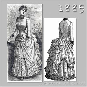 Etamine Dress -  Victorian Reproduction PDF Pattern - 1880&#39;s -  made from original 1885 Harper&#39;s Bazar  pattern