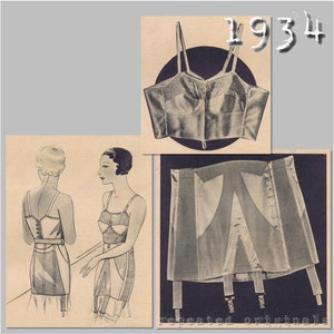 1950's Burlesque Style Bra, Girdle and Suspender PDF Sewing Pattern -   Israel