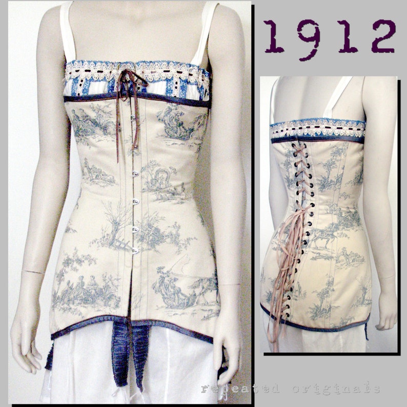 Easy DIY Edwardian Titanic Costumes 1910-1915 Corset (30cm half waist) Edwardian Reproduction PDF Pattern - 1910s - made from original 1912 pattern $8.12 AT vintagedancer.com