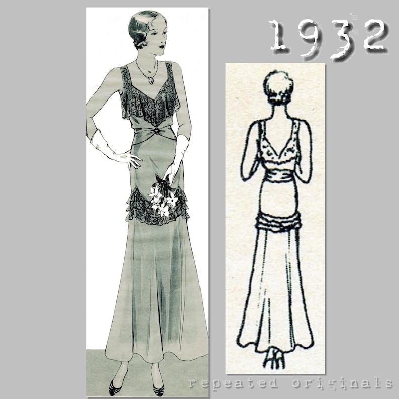 Vintage Bridesmaid Dresses, Mothers Dresses     Evening/Formal/Bridesmaid dress - Bust 96cm - Vintage Reproduction PDF Pattern - 1930s - made from original 1932 Pattern  AT vintagedancer.com