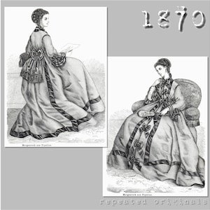 Morning dress -  Victorian Reproduction PDF Pattern - 1870's - made from original 1870 Der Bazar pattern