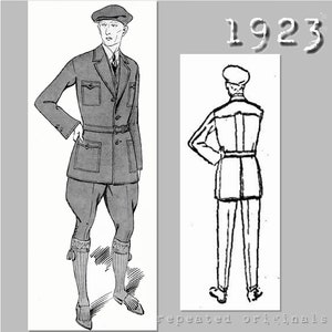 Four piece Sports Suit: Breeches,Trousers,Jacket and Waistcoat-Reproduction PDF Pattern(96cm Chest) -1920&#39;s-made from original 1823 pattern