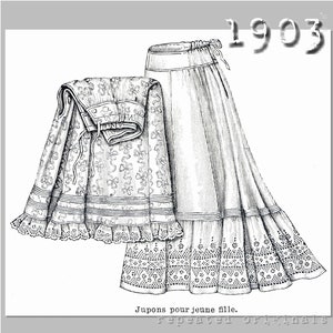 Petticoats for Young Ladies - Vintage Reproduction PDF Pattern- 1900s-  made from original 1903 La Mode Illustree Pattern