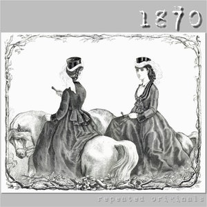 Rijgedrag (jas en rok) - Victoriaanse reproductie PDF-patroon - jaren 1870 - gemaakt van het originele La Moda Elegante-patroon uit 1870