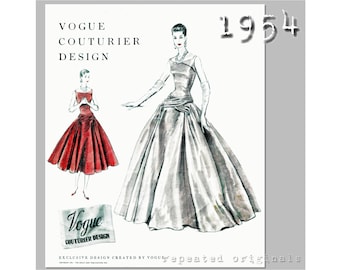 Evening Gown (Bust 32in/81cm) - Vintage Reproduction PDF Pattern - 1950's - made from original 1954 Pattern 835