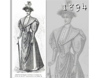 Suit (Skirt, Waistcoat and Jacket) - Victorian Reproduction PDF Pattern - 1890's - made from original 1894 pattern