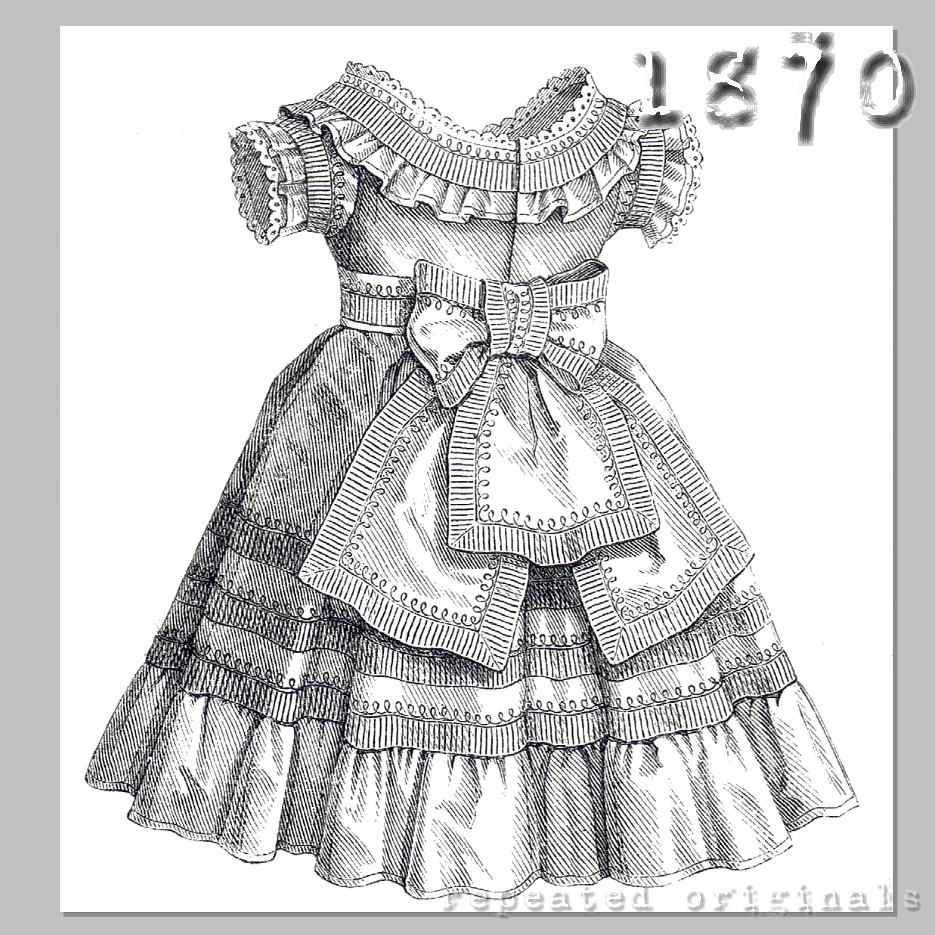 Victorian Girl's Dress Sewing Pattern: 1870s Reproduction (ages 1-3 ...