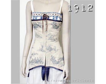 Corset (30cm half waist) Edwardian Reproduction PDF Pattern - 1910's -   made from original 1912  pattern