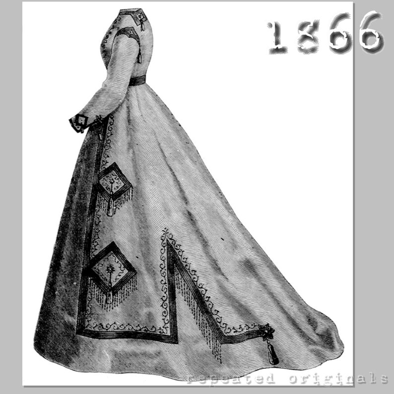 Winter Dress Designer Mme Fladry Victorian Reproduction PDF Pattern 1860's made from original 1866 Harpers Bazar pattern image 5