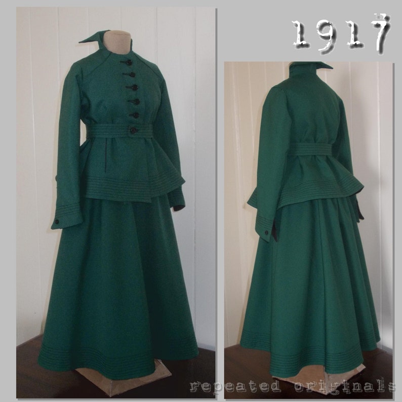 WW1, 1914-1919 Sewing Patterns     Street Suit - Jacket and Skirt - 96cm bust - Vintage Reproduction PDF pattern made from an original 1917 pattern  AT vintagedancer.com