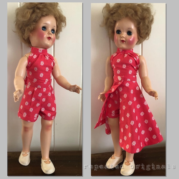 Sewing Pattern for a 1950s 19 inch Pedigree Elizabeth Dressmaking Doll - Sunsuit: Halter top, Shorts and a Skirt