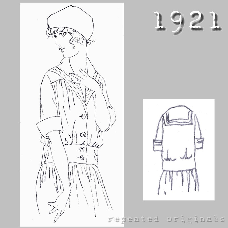 Edwardian Blouses |  Lace Blouses, Sweaters, Vests Middy Blouse for 15 year old girl - Vintage Reproduction PDF Pattern - 1920s - made from original 1921 pattern - Bust 86cm $6.09 AT vintagedancer.com