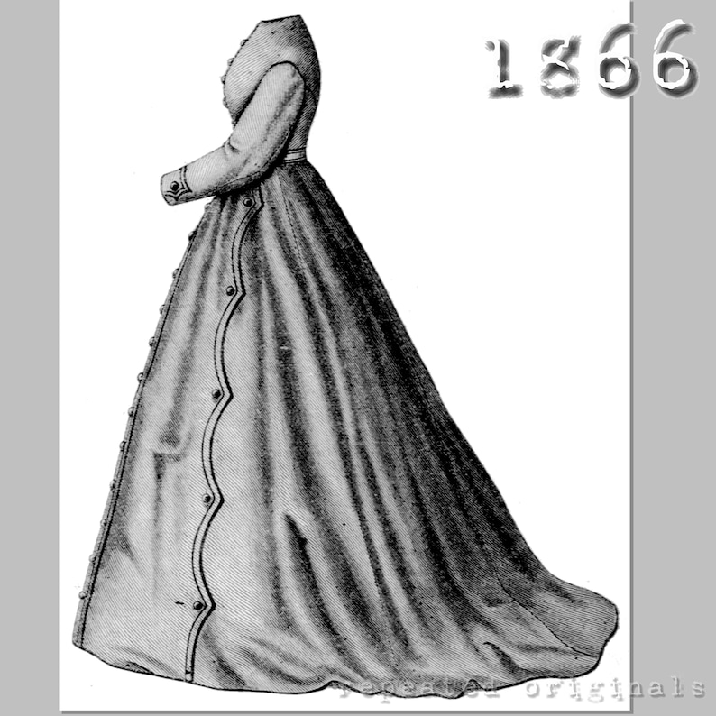 Winter Dress Designer Mme Fladry Victorian Reproduction PDF Pattern 1860's made from original 1866 Harpers Bazar pattern image 2