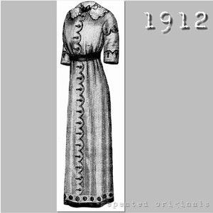 Dress - Bust 90cm - Vintage Reproduction PDF Pattern - 1910's -  made from original 1912 La Mode Illustree Pattern