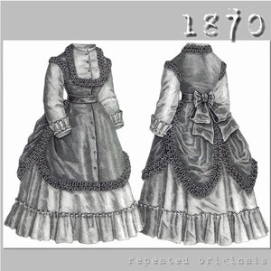 Costume for a girl 12 to 14 years - Victorian Reproduction PDF Pattern - 1870's-made from original 1870 La Moda Elegante pattern