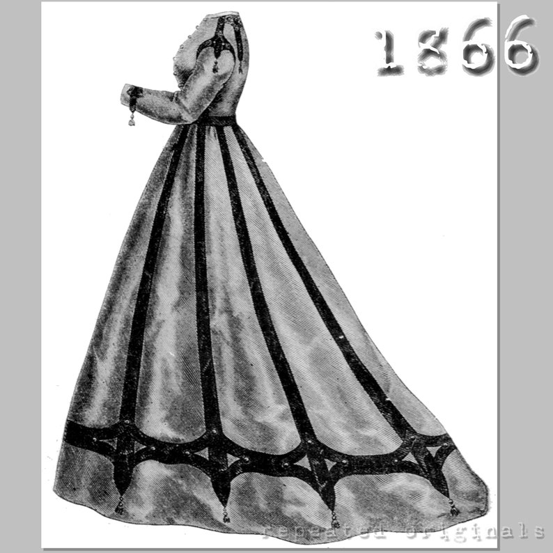 Winter Dress Designer Mme Fladry Victorian Reproduction PDF Pattern 1860's made from original 1866 Harpers Bazar pattern image 4