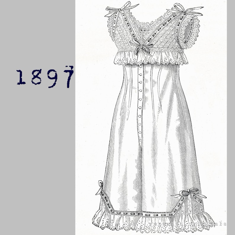 Victorian Clothing Shops: Patterns, Costumes, Custom Dresses     Combinations with embroidered yoke  - Victorian Reproduction PDF Pattern - 1890s -  made from original 1897La Mode Illustree  pattern  AT vintagedancer.com