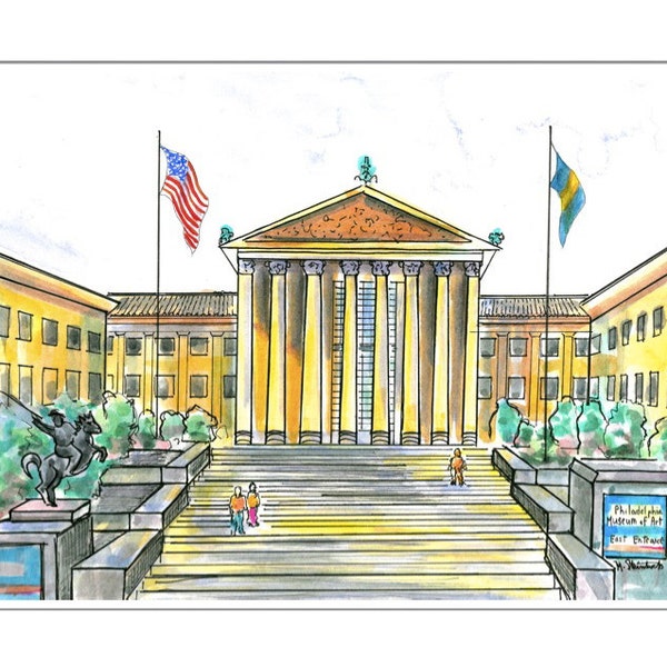 Philadelphia Museum of Art.  Box of 8 Blank Note Cards and Envelopes.  4.25x5.5