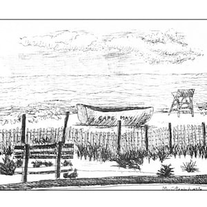 Playa de Cape May.  Tarjeta de nota en blanco.  4.25x5.5