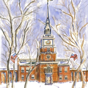 Philadelphia Independence Hall. Boîte de 8 cartes de note vierges. Message personnalisé.