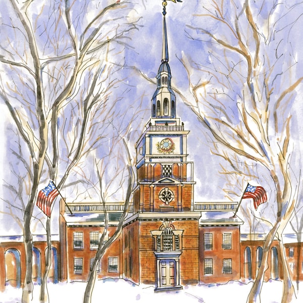 Philadelphia Independence Hall. Box of 8 Blank Note Cards. Customized message.