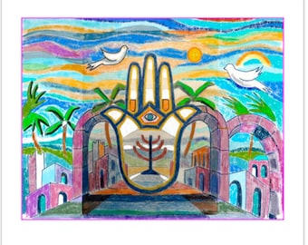 Hand of God (Hamsa) Box of 8 Blank Note Cards and Envelopes.