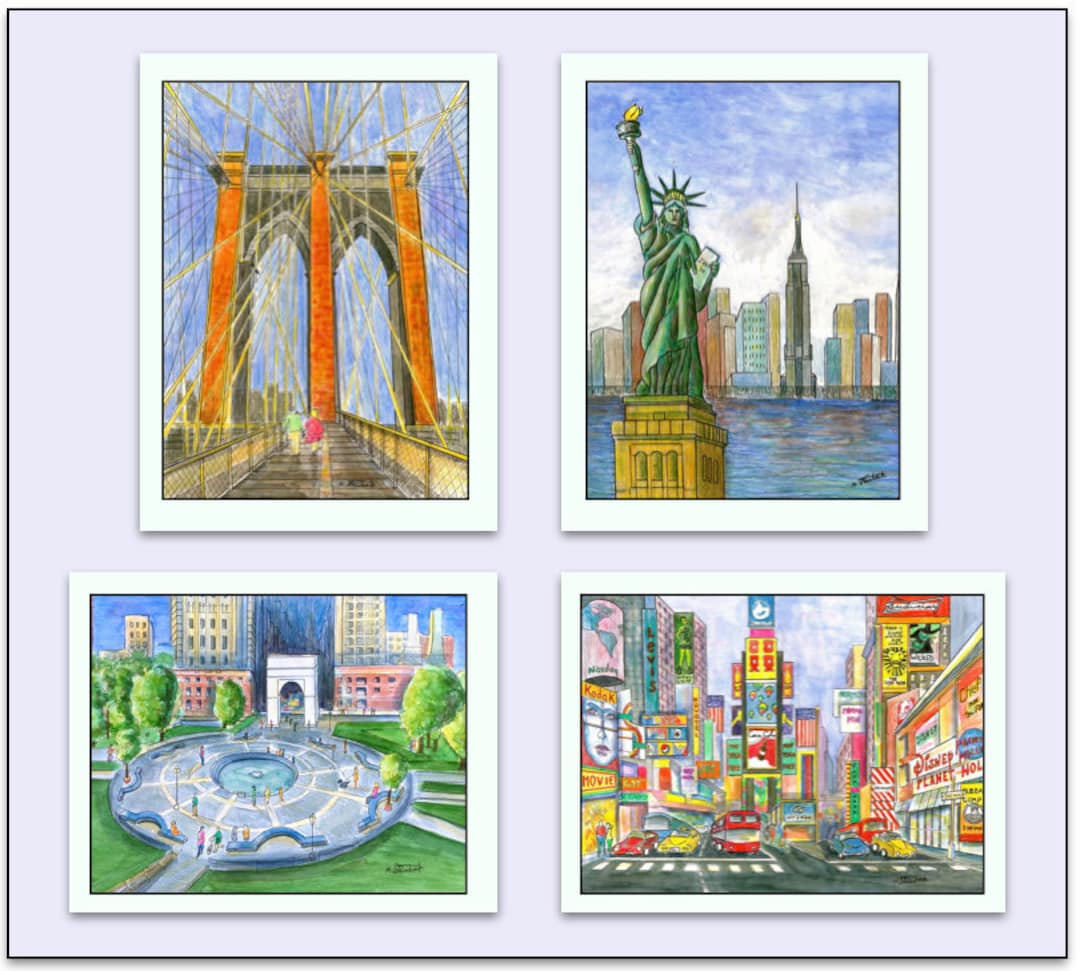New York Novelties. Box of 8 Blank Note Cards. 4.25x5.5. Your Choice