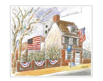 Betsy Ross House.  Leere Karte.  4.25 x 5.5