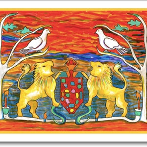 Żydowskie motywy Uwaga puste karty (4,25 "x 5.5") pole 8 z koperty