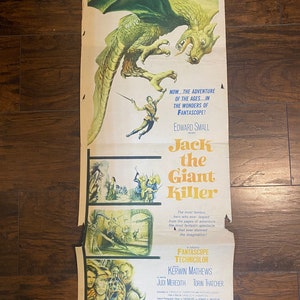 Póster de la película Jack the Giant Killer original de 1962 14x36 United Artists Corporation 62/261 Vintage