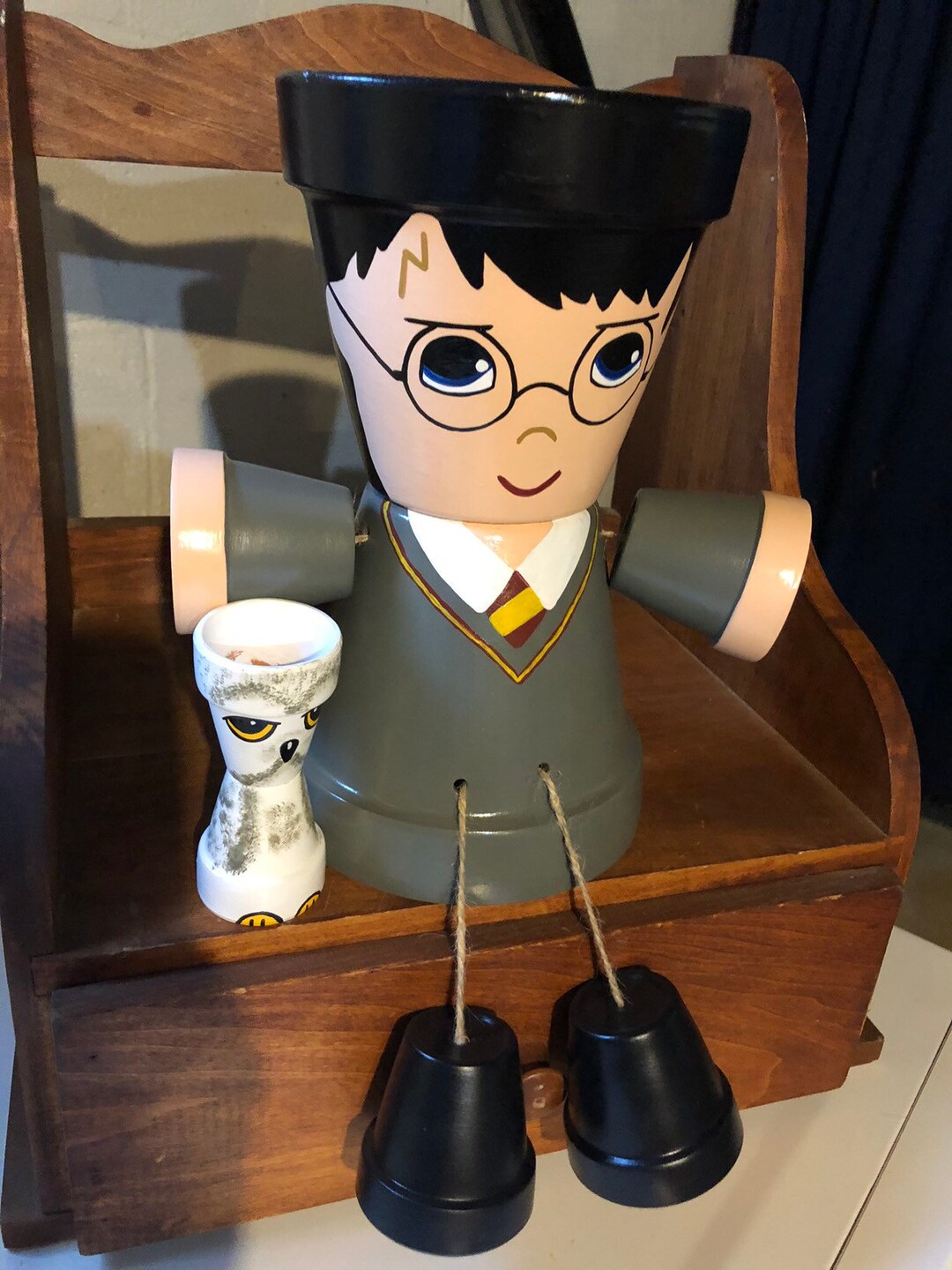Hand Painted Harry Potter Plant Pot With Mini Hedwig/ Hand Painted ...