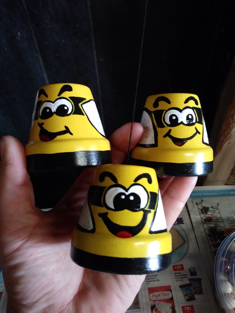 Beehive wind chimes clay pot creations terra cotta plant pots bees bumble bees indoor outdoor garden decoration hand painted