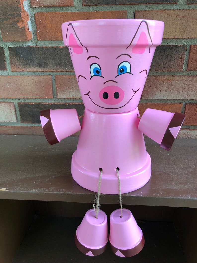 Handpainted Pink Pig Plant Pot/ Outdoor Pig Decor/ Garden Pig Etsy