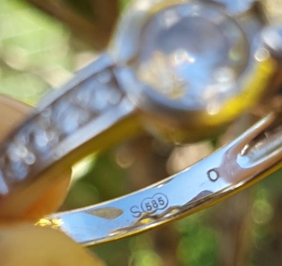 Solid 14ct White Gold Diamond Simulants Triology … - image 6