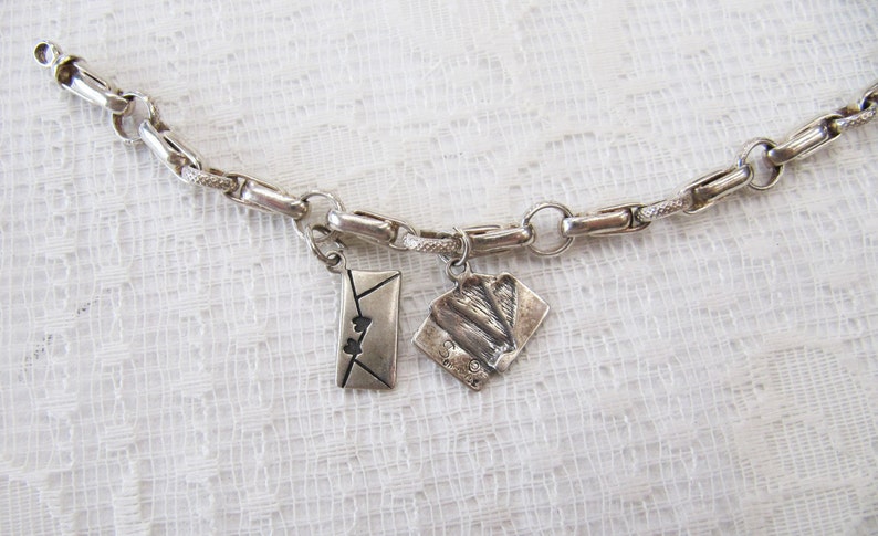 Love Letter Romantic Jewellery Gifts for Her Ace Card Charm Vintage Sterling Silver Charm Link Bracelet