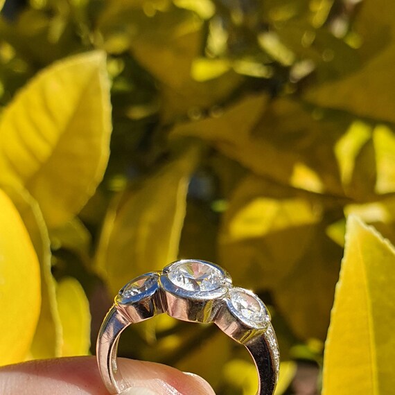 Solid 14ct White Gold Diamond Simulants Triology … - image 10