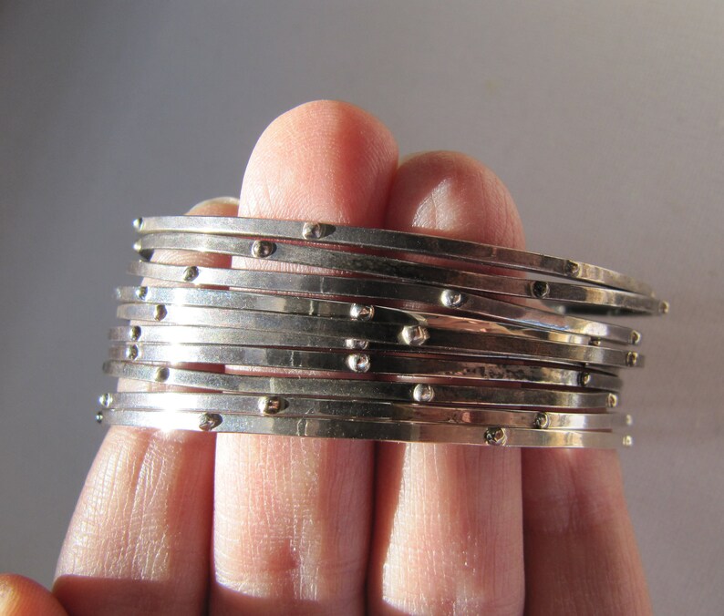 Modernist Textured Bangle Vintage Sterling Silver Stacking Bangle Silver Stacker Bracelets