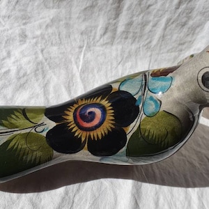 Vintage Tonala Mexican Pottery Bird Figure, Decorative Bird Home Decor