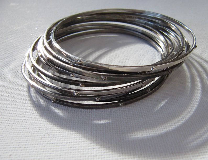 Modernist Textured Bangle Vintage Sterling Silver Stacking Bangle Silver Stacker Bracelets